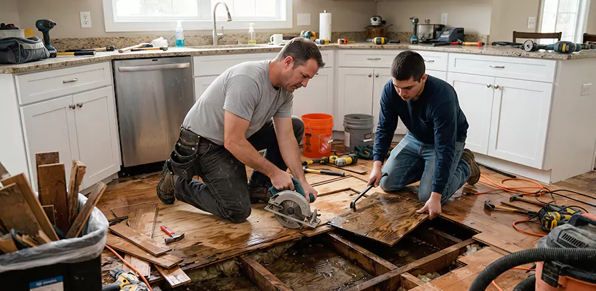 Kitchen Floor Water Damage Repair in Mercer Island